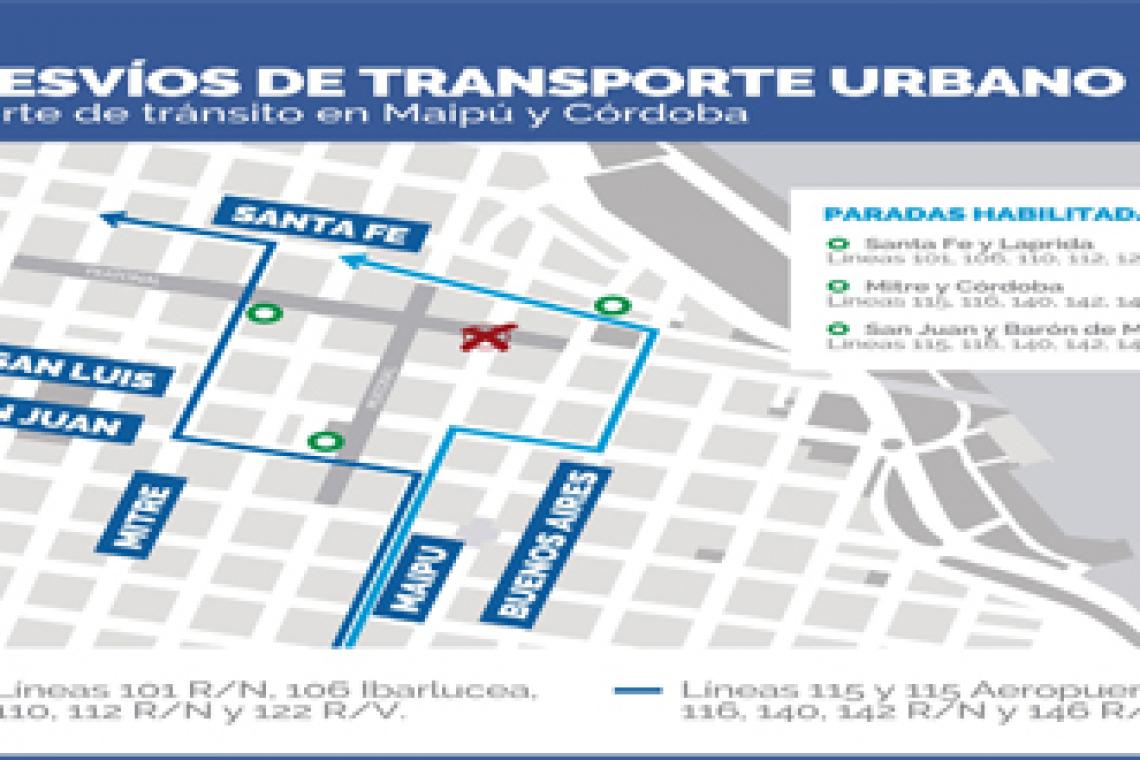 Comienza la reconstrucción del cruce peatonal en Córdoba y Maipú