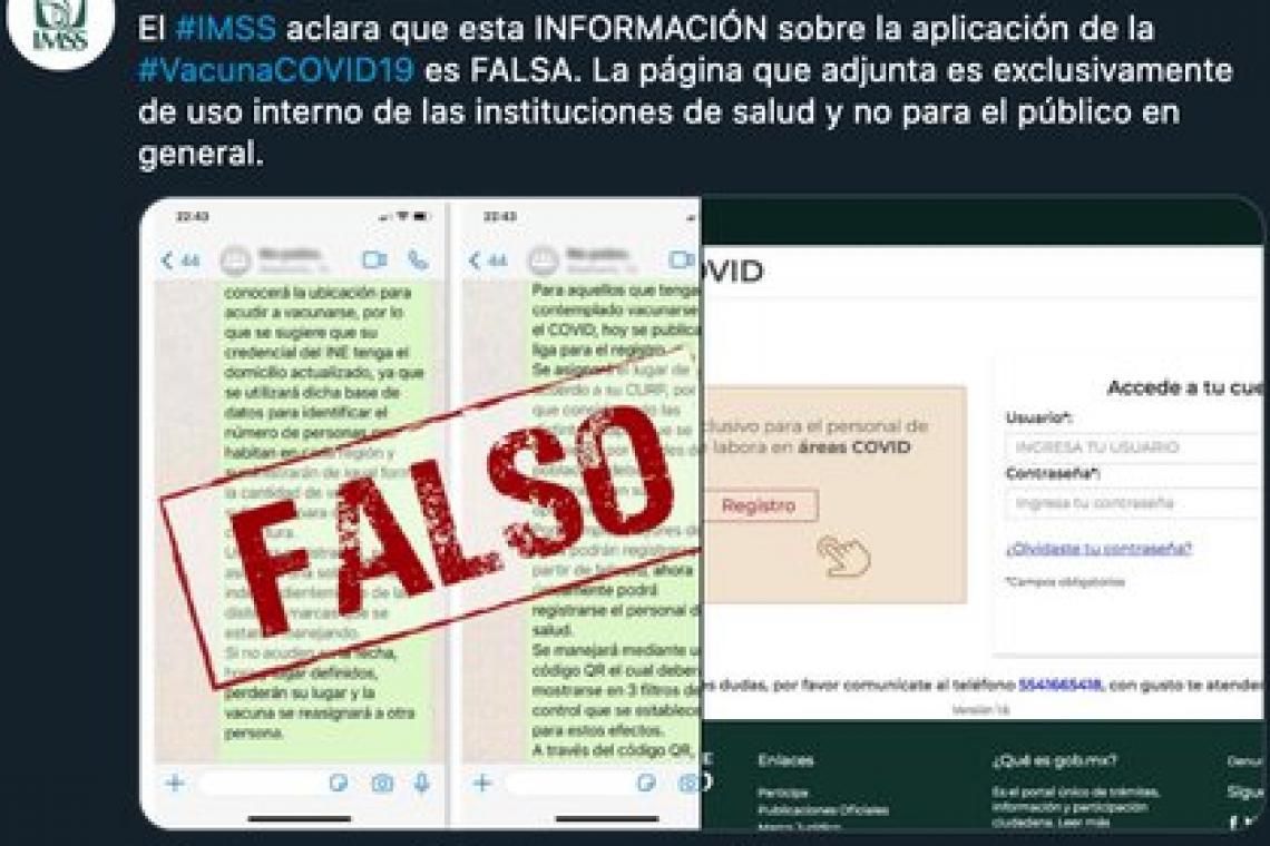 ALERTA ANTE LA CIRCULACIÓN DE FALSOS FORMULARIOS DE INSCRIPCIÓN PARA LA VACUNACIÓN COVID