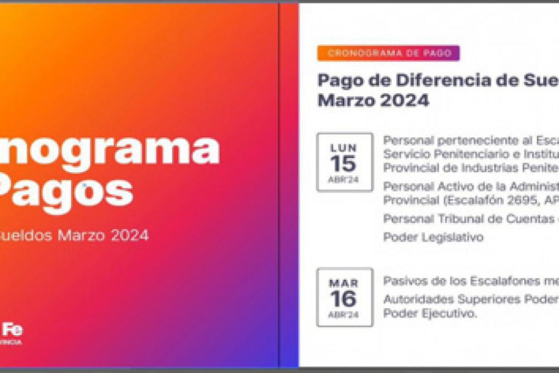 Cronograma de pago complementario de los haberes de marzo para los empleados estatales