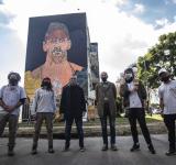 Muralistas le rinden homenaje a Messi en el barrio donde nació