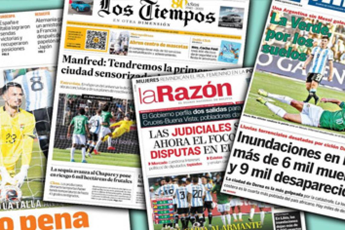 Críticas y desilusión de la prensa boliviana luego de la derrota ante Argentina