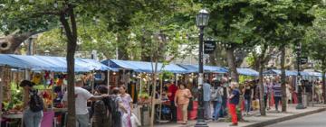Se desarrolla una feria solidaria por el Día del Padre en la plaza Pringles
