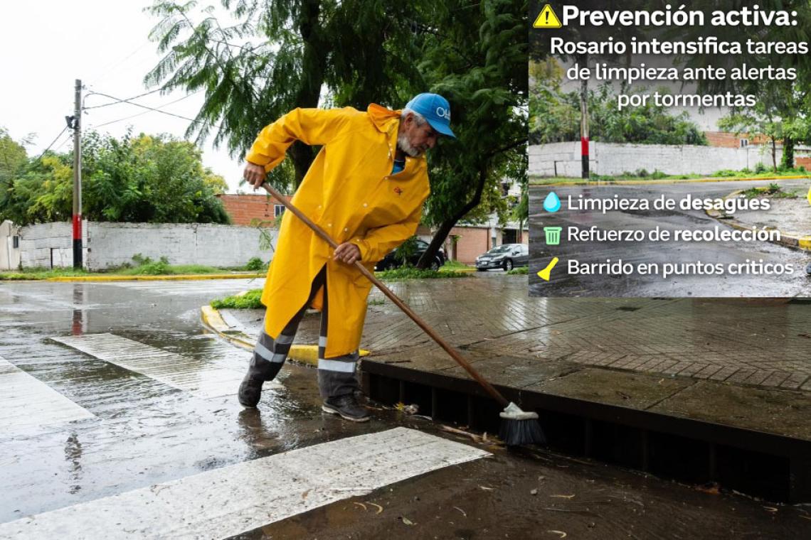 Rosario refuerza tareas preventivas ante posibles tormentas
