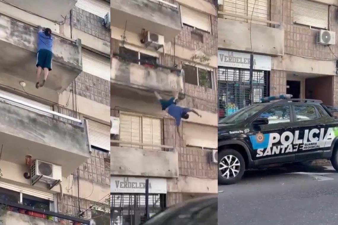 Cayó desde un cuarto piso y sobrevivió tras impactar contra un patrullero en pleno centro de Rosario