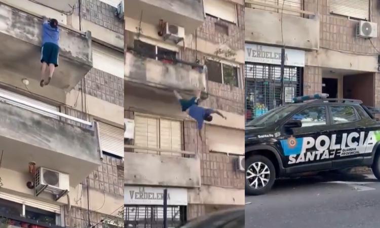Cayó desde un cuarto piso y sobrevivió tras impactar contra un patrullero en pleno centro de Rosario