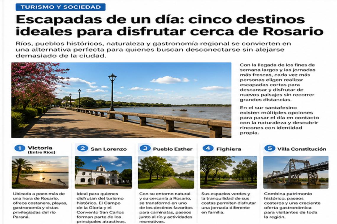Escapadas de un día: cinco destinos ideales para disfrutar cerca de Rosario