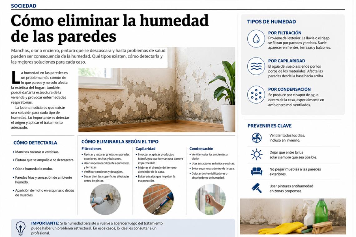 Cómo eliminar la humedad de las paredes y evitar que vuelva a aparecer