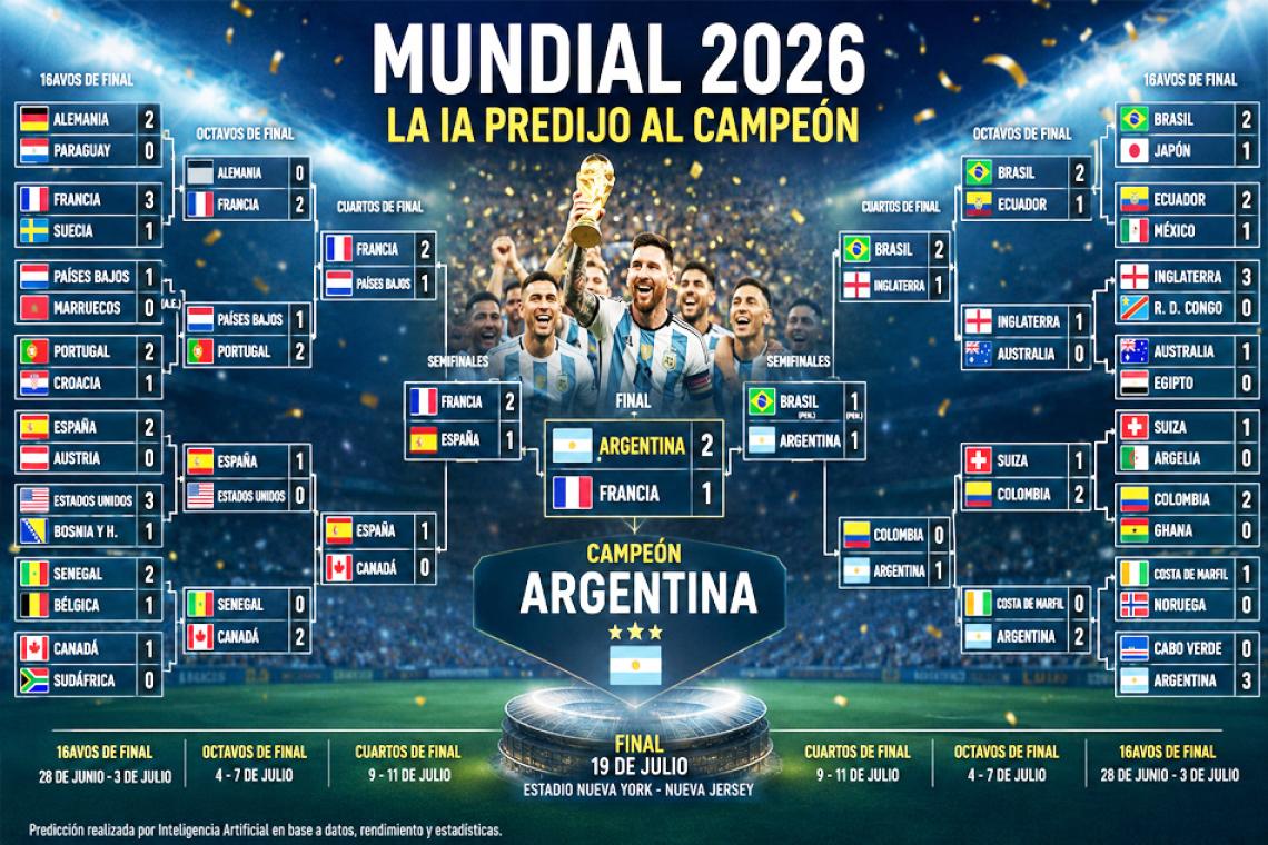 Mundial 2026: la IA predijo al campeón y anticipó el camino de la Selección argentina