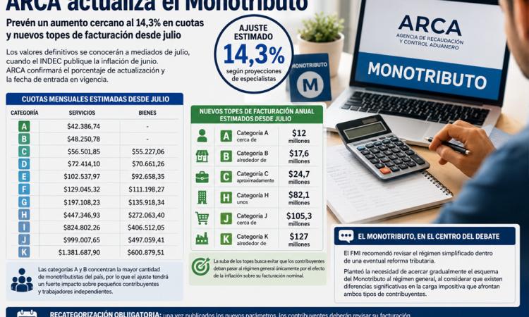 ARCA actualizó las escalas del monotributo: cuánto puede facturar por mes cada categoría