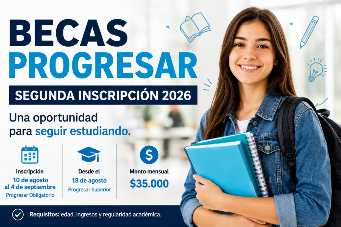 Becas Progresar 2026: abrió la segunda inscripción y hay tiempo hasta septiembre