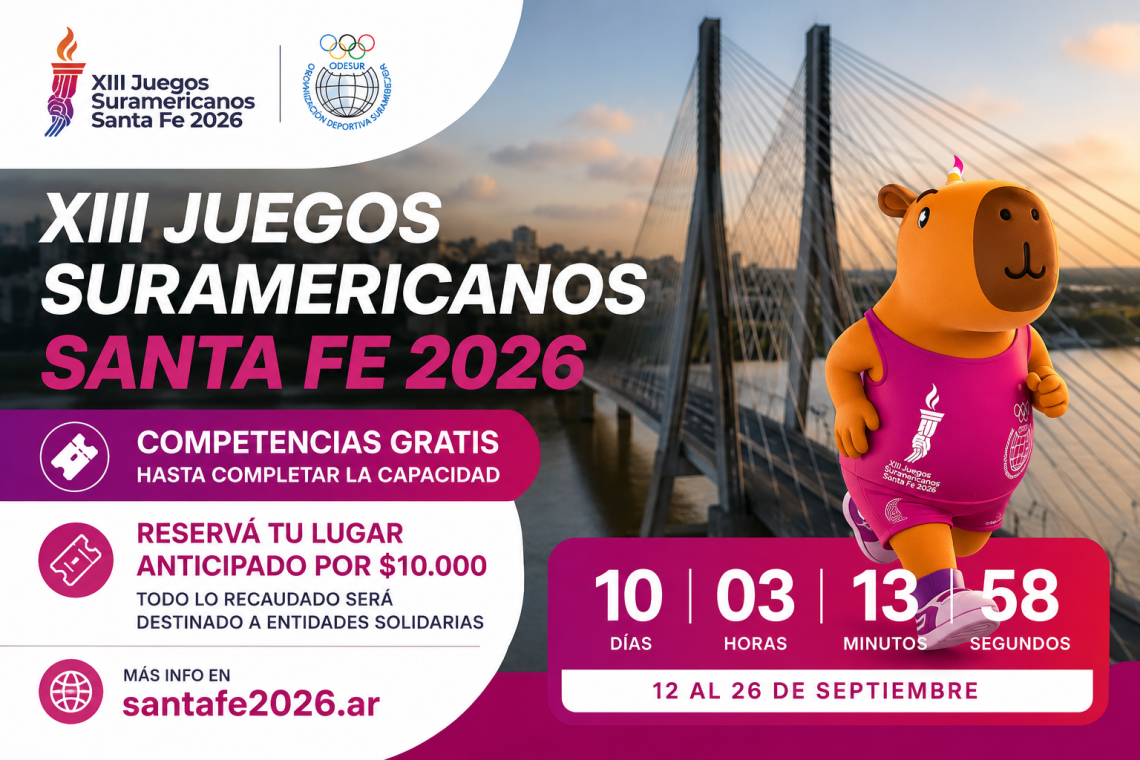 Juegos Suramericanos 2026: las competencias serán gratis y ya se pueden reservar lugares por $10.000