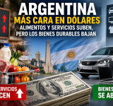 Argentina vuelve a encarecerse en dólares: alimentos y servicios suben, pero los bienes durables bajan